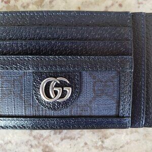 Gucci Ophidia Card Case Wallet in Blue and Dark Blue